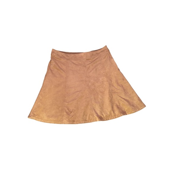 LOFT Camel Faux Suede A-Line Skirt Women Size 6 Tan Mini Skirt Soft - Picture 2 of 7